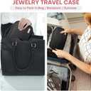 Jewelry Travel Case Organizer for Necklaces, Earrings, Rings, Bracelet, Watch, Soft Sided, Black