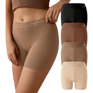 SHARICCA Womens Boxer Briefs Seamless Boy Shorts Underwear Anti Chafing Boyshorts Panties Soft Ribbed Ladies Boxers Pack (3X-Large, 4p Soft Brown & Nude)