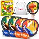 JoyCat Football Toss and Catch Ball Game for Kids, 4 Paddles & 4 Soft Footballs, American Football Training Set for Backyard Beach, Sports Outdoor Toys Birthday Gift Idea for Boys Girls Ages 3-12