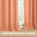 LAMIT Terracotta 72 Inch Privacy Linen Curtains 2 Panels Set for Living Room, Light Filtering Curtains Thermal Gromment Panels for Living Room/Front Door/Patio Door, W52 x L72