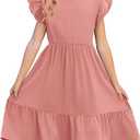 Haloumoning Girls Dresses Kids Summer Double Layer Ruffle Sleeve Dress 130 CM