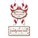 CHDITB Merry Christmas Y'all Front Door Sign Wreath(12"x19"), Wooden Candy Cane Lane Christmas Winter Decoration Wall Hanging, Rustic Red Green Xmas Welcome Decor for Porch Party Outdoor