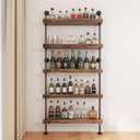 5-Tier Wall Mounted Wine Rack, Industrial Pipe Bar Shelf for Wine Bottle Storage, Industrial Pipe Shelves Shelf Shelving for Home Bar Dining Room Kitchen (Black, 24" W x 79" H x 8.6" D)