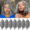 Marley Hair 10 Inch 7 Packs Grey Marley Twist Braiding Hair for Soft Faux Locs Crochet Hair Pre Separated Springy Afro Twist Hair Cuban Twist Hair Pre Fluffed Spring Twist Hair Extensions (10",Grey)