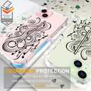 Compatible for iPhone 15 Cases with Design, Cute Transparent Phone Case for Women Girls Girly with Heavy Duty Protective Bumper (Clear Black Musical Notes)