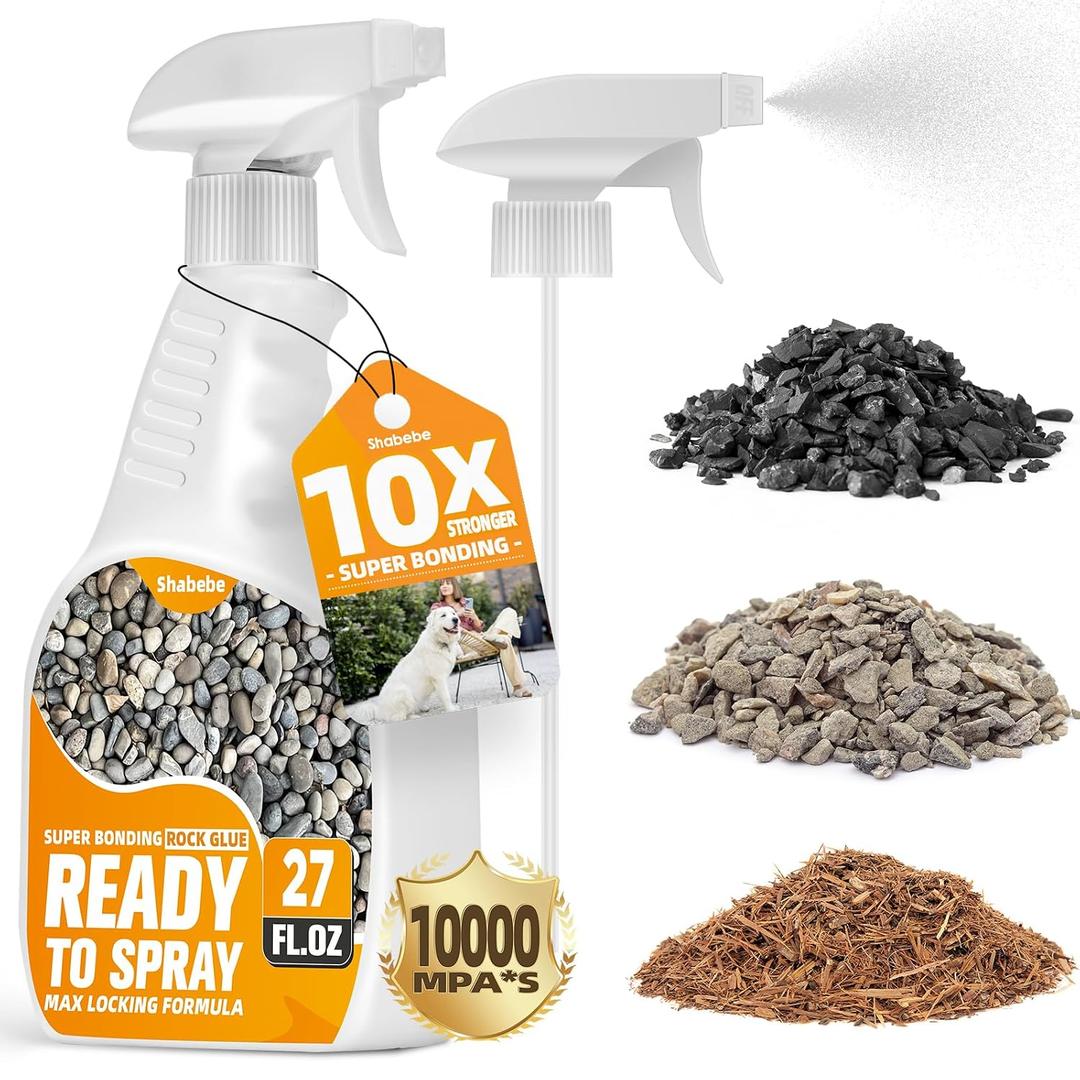 Rock Glue for Landscaping with Sprayer 27oz, Ready-to-Use Mulch & Gravel Binder, Fast-Dry No Dilution, Weather-Resistant Spray Rock Glue for Garden Beds, Pea Gravel & Small Stone