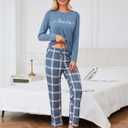 Difficort Womens Pajama Sets Long Sleeve Sleepwear Soft Pjs Nightwear Lounge Sets with Pockets (L)