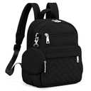 SYTRAH Mini Backpack for Women Small Backpack Purse, Anti Theft Backpack Waterproof Lightweight Puffer Back packs for Travel, Work with Coin Purse Black