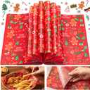 100 Pcs Christmas Wax Paper for Food, Wax Paper Sheets Deli Paper Sandwich Wrap Candy Cookies Wraps, Waterproof Oil-proof Picnic Basket Liners for Kitchen Handmade Food (Red biscuit)