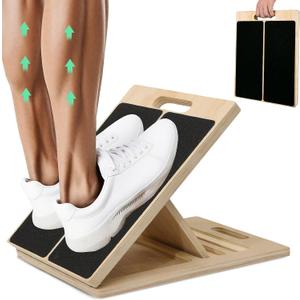 Portable Slant Board for Calf Stretching, 350 Lbs Weight Capacity, Adjustable Wooden Incline Board for Calf Stretcher, Physical Therapy Equipment for Leg, Knees, Heel, Ankle (Black)