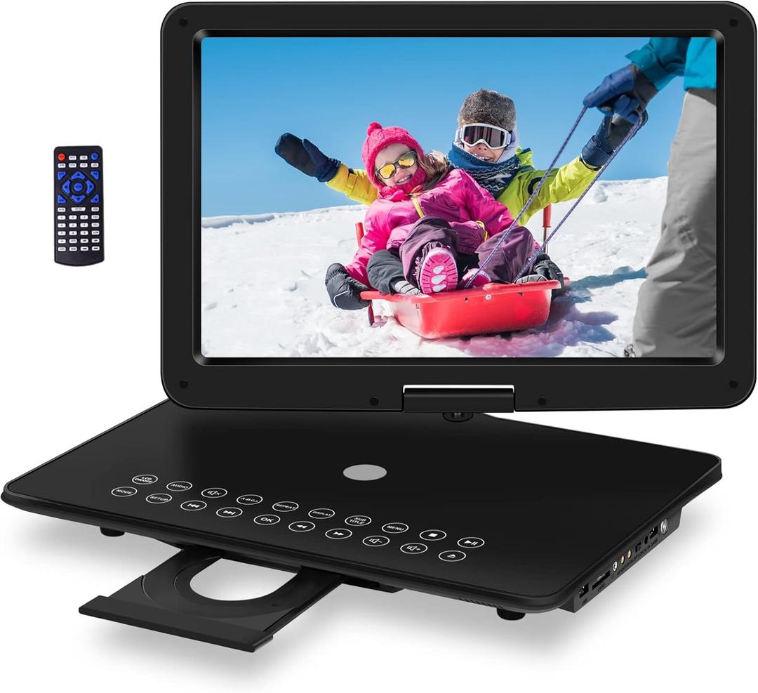 19.6" Portable DVD Player with 17.1" HD Swivel Screen, 4H Rechargeable Battery, Support USB/SD Card/Discs/Sync TV, Dual Stereo Speakers, Last Memory, Car Charger, Remote ControlNot Blueray (Black)