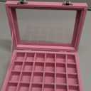Velvet Jewelry Box 24 Grid Jewelry Ring Display Organiser Box Tray Holder Earrings Storage Case for Girls Wife Mom Women (Pink)