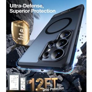 TORRAS Strong Magnetic & Seamless Stand for Samsung Galaxy S25 Ultra Case, Fit for MagSafe, MilGrade Drop Protection, Kickstand for Samsung Galaxy S25 Ultra Case, Translucent Back/Black Edge