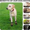 BINGPET Anti-Slip Dog Socks for Hardwood Floors,Injury Prevent Licking Dog Booties,Traction Control Paw Protector Dog Shoes for Hot Pavement with Reflective Straps for Small Medium Large Dogs