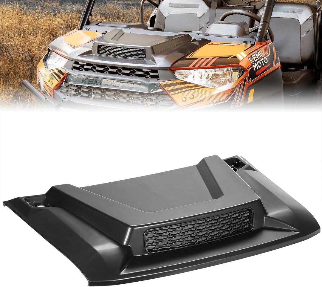KEMIMOTO Hood Scoop Compatible With Polaris Ranger XP 1000/ Ranger Crew XP 1000 2018-2023 2024, Turbo Hood Scoop with Mesh Grill Kit Accessories