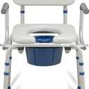 FSA/HSA Eligible Upgrade Drop Arm Bedside Commode, Commode with Padded Seat and Backrest, 500lbs Capacity, 6.3QT Removable Bucket, Adjustable Height Portable Toilet for Adults, Grey