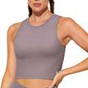 Natural Feelings Nudi Sports Bras for Women Removable Padded Yoga Tank Tops Sleeveless Fitness Workout Crop Tops (X-Large, Lunar Rock)