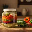 Half Gallon Glass Jars with Lids, 4 Pcs 64 oz Extra Wide Mouth Glass Storage Jars, Plastic Lids with Silicone Rings, for Pantry Organization, Fermentation, Pickling, Dry Food, Flour, Rice