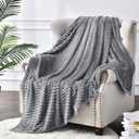 BEDELITE Fleece Throw Blanket for Couch 3D Ribbed Jacquard Soft and Warm Decorative Fuzzy Blanket Cozy, Fluffy, Plush Lightweight Grey Throw Blankets for Bed, Sofa, 50x60 inches