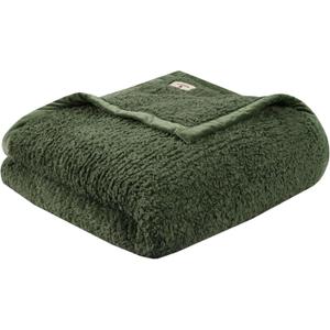Woolrich Burlington Berber Blanket Super Soft, Cozy Lightweight Cover with Luxrurious Velvet Binding, Modern Trendy All Season Bedspread Bedding-Set, Full/Queen 90" W x 90" L Green