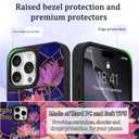 Fiyart Designed for iPhone 16 Pro Max Case,Cute 3D Glossy Lotus Pink Purple Flowers for Women Girls Hard Shell Designed for Magsafe Charging Durable Shockproof TPU Phone Bumper