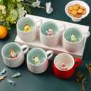 2 x Cute Penguin Ceramic Coffee Mug Hidden 3D Animal In Cup Ideal Creative Holiday Gifts Christmas and Birthday Gifts for Animal Lovers Family Kids Friends Colleagues 12OZ (Black and Red)