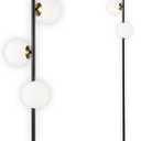 Floor Lamp Modern 3 Globe for Living Room Bright Lighting LED Standing Light for Bedrooms Offices (Black)