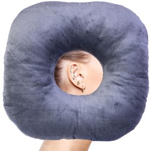 Ear Piercing Pillow for Side Sleepers - Donut Pillow for Ear Pain Relief, Guard Pillow (Light Grey)