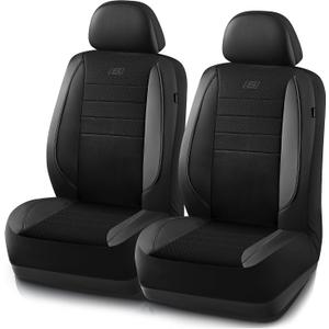 Skechers Air-Cooled Memory Foam Seat Covers,Mesh Thick Car Seat Covers,Piping Leather Car Seat Covers Front Seats,Airbag Compatible,Automotive Comfort Universal FitMost Cars,Vans,Truck,SUV,Black