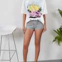 YIJIU Women's Graphic Oversized T Shirts Letter Print Short Sleeve Loose Casual Summer Tops (White, L)