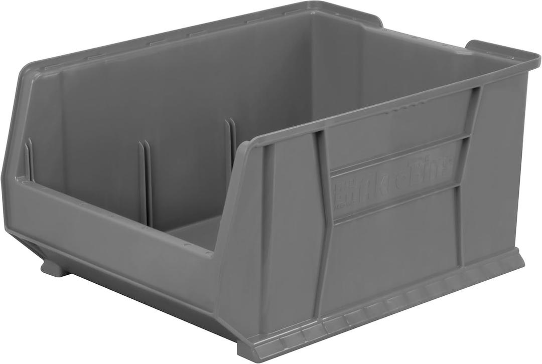 Akro-Mils 30289 Super-Size AkroBins Plastic Storage Bins, Space-Saving Stackable Bins for Garage, Classroom, Warehouse Organization, 24-Inch L x 18-Inch W x 12-Inch H, Grey, 1-Pack