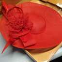 dressfan Church Fascinator Derby Hats for Women,20s 50s Linen Vintage Derby Hat for Church/Wedding/Cocktail/Tea Party (Red)