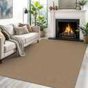 EARTHALL Woven Area Rugs 5x7 Ft Washable Living Room Rugs Non Slip Rubber Backed Dining Room Rug Braided Bedroom Rugs Indoor Floor Carpet for Living Room, Bedroom, Dining Room,Orange/Tan/Brown