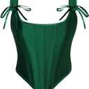 Scarlet Darkness Corset Tops for Women Renaissance Boned Overbust Bustier Corset Top (16, Deep Green)