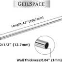 GeilSpace 1/2" OD 304 Stainless Steel Round Tube, 42 inch Length Industrial Metal Pipe, Weldable and Cuttable Smooth Steel Tubing for DIY Furniture, Industrial Decor and Construction (2 Pack)