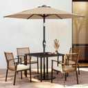 AreShark 7.5FT Patio Umbrella Table Market Umbrella with 6 Sturdy Ribs, Button Tilt/Crank, Heavy-Duty Outdoor Umbrellas for Pool, Deck, Garden and Backyard, Beige