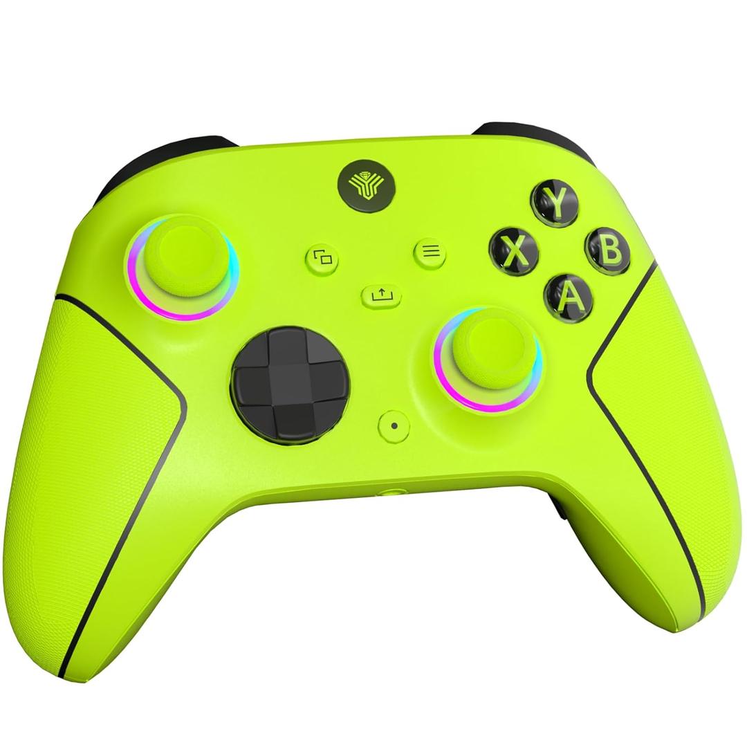 SZDILONG 2.4GHz Wireless Controller for Xbox Controller, Xbox One Series X|S Consoles, PC Windows, Steam, with 7 Colors RGB Light/1000mAh Battery/Programmable/Turbo, Dual Vibration/3.5mm Audio Jack (Yellow)