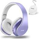 ZIHNIC Bluetooth Headphones Over-Ear, Foldable Wireless and Wired Stereo Headset Micro SD/TF, FM for Cell Phone,PC,Soft Earmuffs &Light Weight for Prolonged Wearing (Purple)