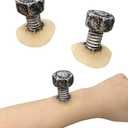 Libima 2 Pcs Halloween Sliver Neck Bolts Prosthetic and 10 Pieces Round Transparent Adhesive Set Special Effects Costume Prosthetic Monster Costume Accessories for Halloween Cosplay Carnival Party