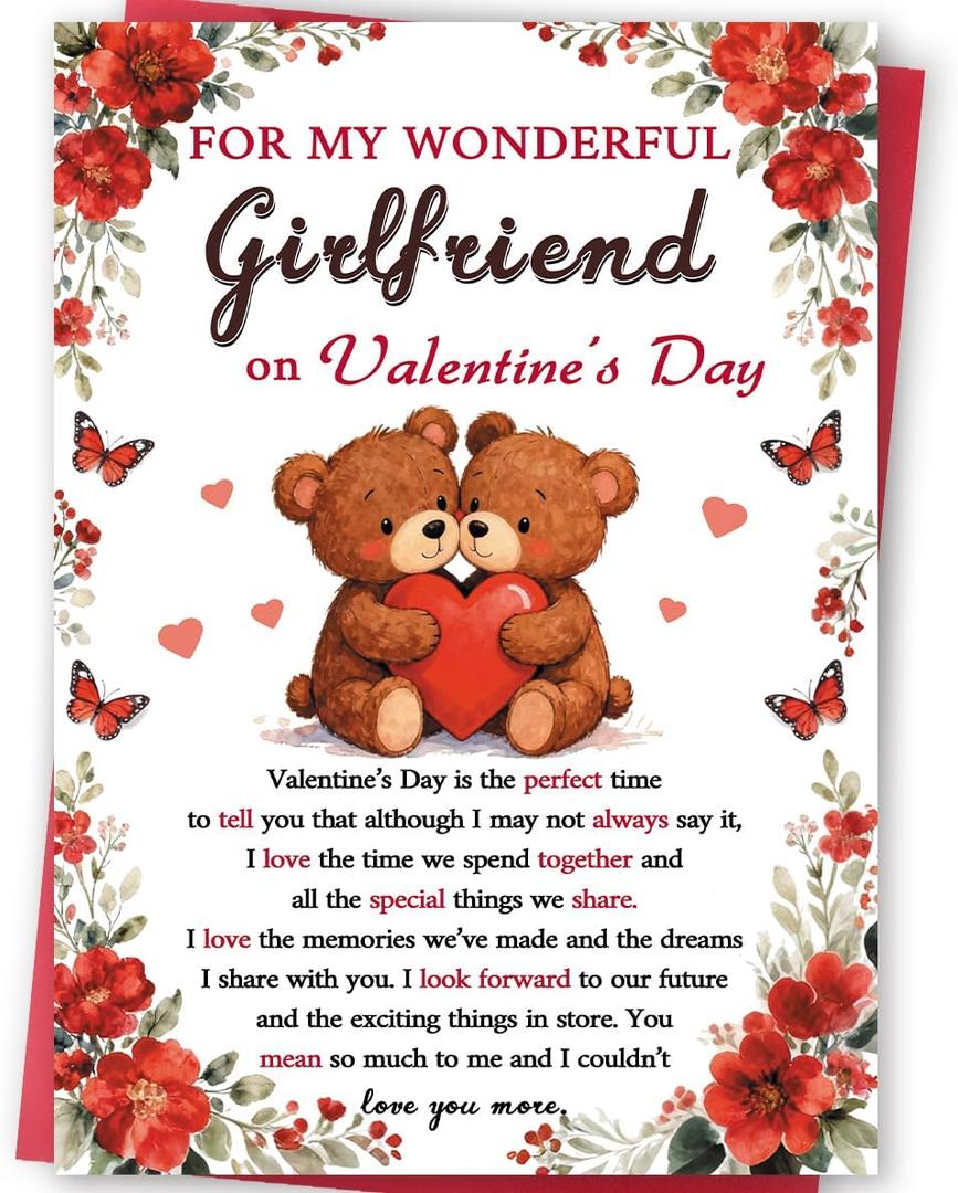 Funny Valentines Day Cards for Girlfriend, Romantic Valentines Day Gifts from Boyfriend, for my Wonderful Girlfriend On Valentine's Day (FY-355)