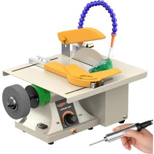 350W Lapidary Saw Benchtop Cutting&Engraving Machine,Variable Speed 0-10000 RPM with Water Cooling,Complete Kit for Wood Acrylic Stone Metal,Includes Diamond Blades,Flex Shaft,Polishing Wheels