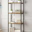 Bookshelf Arched Bookcase, Industrial 4-Tier Open Book Shelves with Metal Frame, 72" Tall Freestanding Storage Display Rack for Home Office, Living Room (Rustic Brown, 4 Tier Arched)