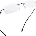 LifeArt Blue Light Blocking Computer Reading Glasses, Mens and Womens Rimless Frame, Anti Eyestrain, +4.00 Magnification (01_858_black)