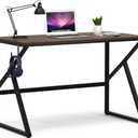 Computer Desk 47 inch for Home Offic Desk, Black Metal Study Office Desk