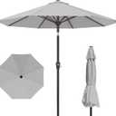 Kingdura 9FT Outdoor Patio Umbrella, Round Market Table Umbrella with Push‑Button Tilt and Crank Lift, 8 Sturdy Metal Ribs, UV50+ Protection Canopy for Backyard, Lawn, Deck, Poolside, Garden (Light grey)