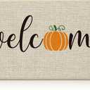 Fall Door Mat Pumpkin Welcome Home Sweet Mat 27.6" 16.5" with Non Slip Rubber Backing for Autumn Thanksgiving Home Entrance Kitchen Door Decoration(Welcome)