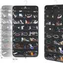 Hanging Jewelry Organizer with 50 Transparent Pockets, 360 Rotating Hanger & Secure Zipper Closure - Foldable Double Sided Jewelry Storage Bag for Earrings, Rings, Necklaces, Bracelets (Black)