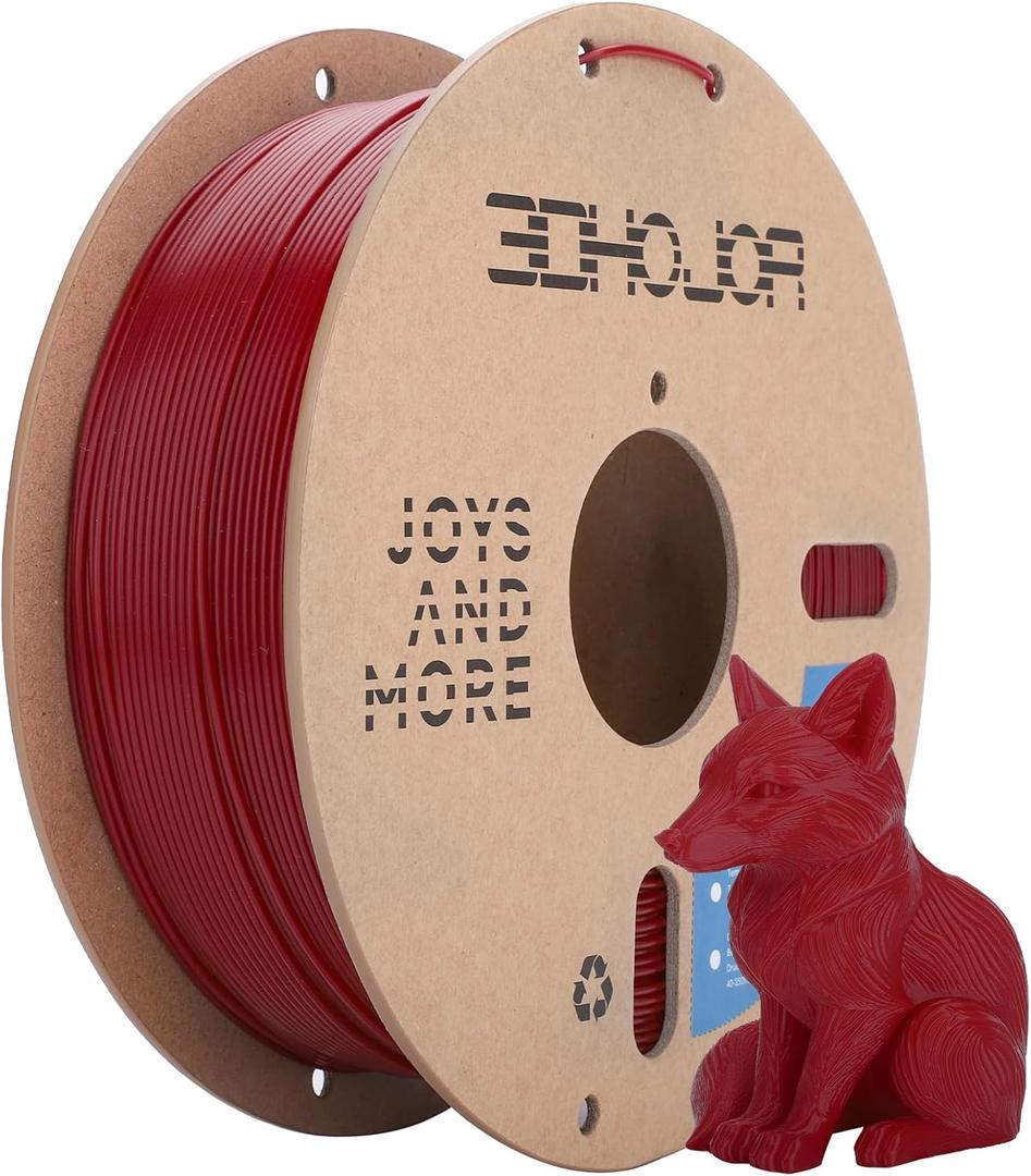 3DHoJor PLA Filament 1.75mm,3D Printer Filament,1kg Cardboard Spool (2.2lbs),Dimensional Accuracy +/- 0.03 mm,Odor Free Clog Free No Brittle, Fit Most 3D FDM Printer,Fire Engine Red