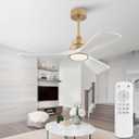 42 Inch White and Gold Ceiling Fans with Lights Remote Control, Quiet DC Motor Ceiling Fan, 3CCT White Ceiling Fan with Light, Bedroom Living Room Indoor Outdoor Ceiling Fans