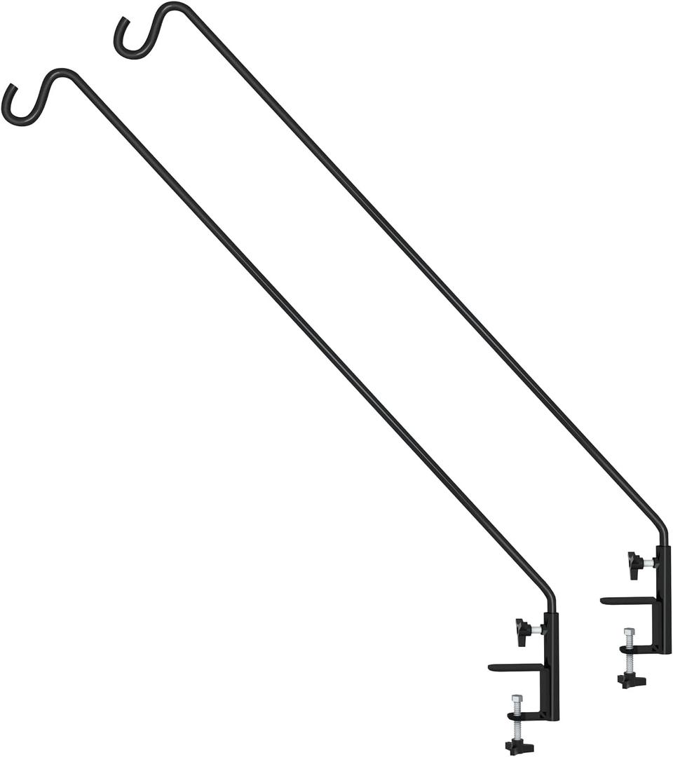 ERYTLLY Extended Reach Deck Hook Wall Pole Wall Mounted Deck Hook Extensible and Adjustable 28 inch to 43 inch Wall Bracket for Hanging Bird Feeder,Plants,Wind Chimes,Lanterns 2 Packs